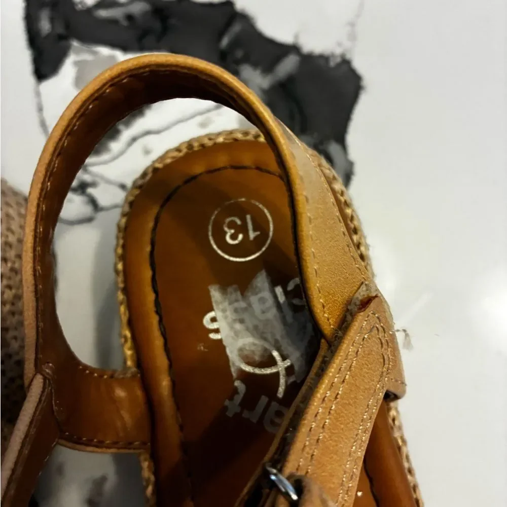 Art Class Tan Kids Sandals with Rhinestone Buckle